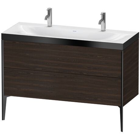 Duravit XViu 47" x 47" x 19" Two Drawer C-Bonded Floorstanding Vanity Kit With One Tap Hole, Walnut Brushed (XV4713OB269P)