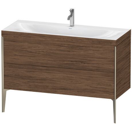 Duravit XViu 47" x 47" x 19" Two Drawer C-Bonded Floorstanding Vanity Kit With One Tap Hole, Walnut Dark (XV4712OB121C)