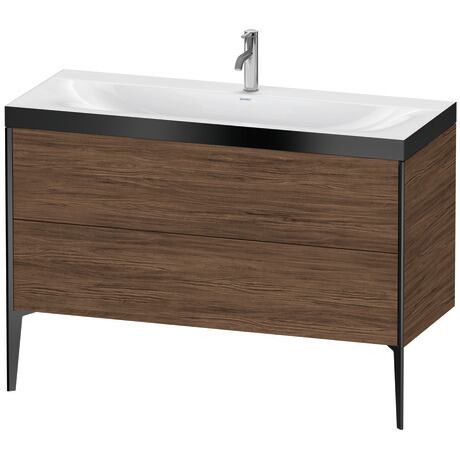 Duravit XViu 47" x 47" x 19" Two Drawer C-Bonded Floorstanding Vanity Kit With One Tap Hole, Walnut Dark (XV4712OB221P)