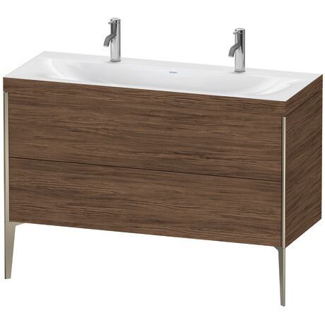 Duravit XViu 47" x 47" x 19" Two Drawer C-Bonded Floorstanding Vanity Kit With One Tap Hole, Walnut Dark (XV4713OB121C)