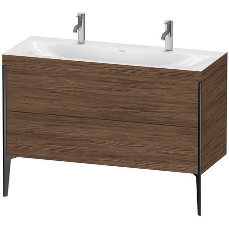 Duravit XViu 47" x 47" x 19" Two Drawer C-Bonded Floorstanding Vanity Kit With One Tap Hole, Walnut Dark (XV4713OB221C)