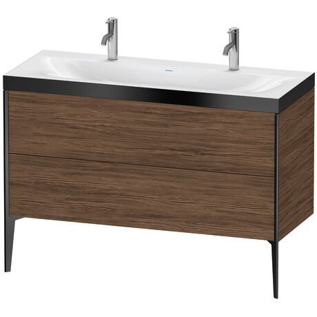 Duravit XViu 47" x 47" x 19" Two Drawer C-Bonded Floorstanding Vanity Kit With One Tap Hole, Walnut Dark (XV4713OB221P)