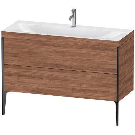 Duravit XViu 47" x 47" x 19" Two Drawer C-Bonded Floorstanding Vanity Kit With One Tap Hole, Walnut (XV4712OB279C)