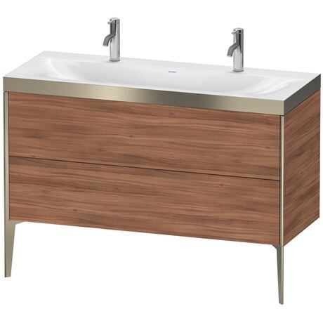 Duravit XViu 47" x 47" x 19" Two Drawer C-Bonded Floorstanding Vanity Kit With One Tap Hole, Walnut (XV4713OB179P)