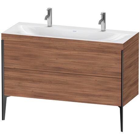 Duravit XViu 47" x 47" x 19" Two Drawer C-Bonded Floorstanding Vanity Kit With One Tap Hole, Walnut (XV4713OB279C)