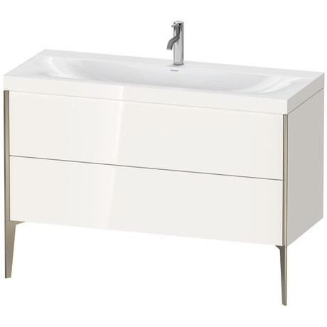 Duravit XViu 47" x 47" x 19" Two Drawer C-Bonded Floorstanding Vanity Kit With One Tap Hole, White (XV4712OB122C)