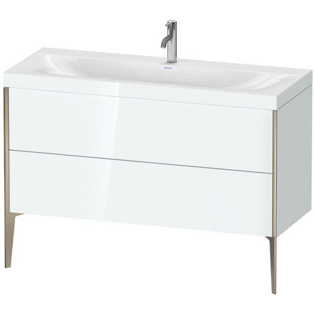 Duravit XViu 47" x 47" x 19" Two Drawer C-Bonded Floorstanding Vanity Kit With One Tap Hole, White (XV4712OB185C)
