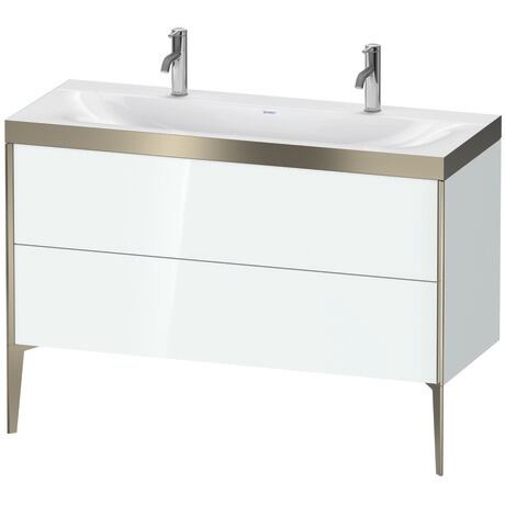 Duravit XViu 47" x 47" x 19" Two Drawer C-Bonded Floorstanding Vanity Kit With One Tap Hole, White (XV4713OB185P)