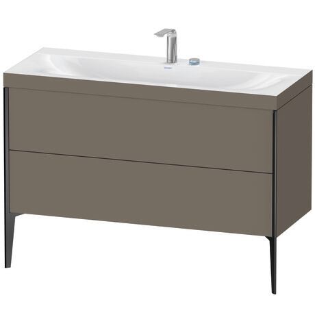 Duravit XViu 47" x 47" x 19" Two Drawer C-Bonded Floorstanding Vanity Kit With Two Tap Holes, Flannel Gray (XV4712EB290C)