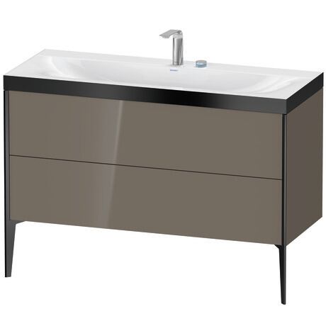 Duravit XViu 47" x 47" x 19" Two Drawer C-Bonded Floorstanding Vanity Kit With Two Tap Holes, Flannel Gray (XV4712EB290P)