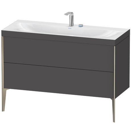 Duravit XViu 47" x 47" x 19" Two Drawer C-Bonded Floorstanding Vanity Kit With Two Tap Holes, Graphite (XV4712EB149C)