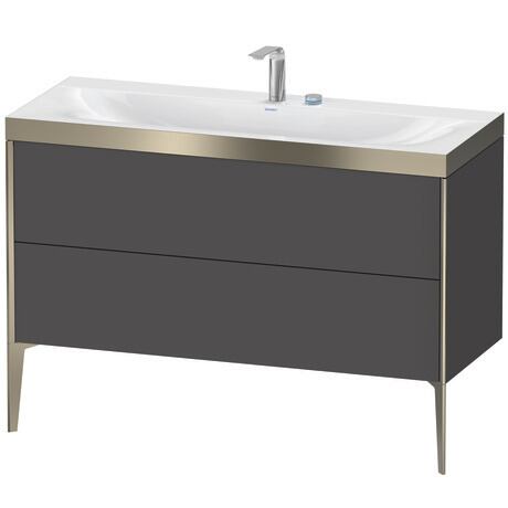 Duravit XViu 47" x 47" x 19" Two Drawer C-Bonded Floorstanding Vanity Kit With Two Tap Holes, Graphite (XV4712EB149P)