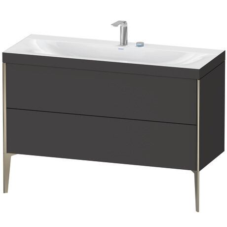 Duravit XViu 47" x 47" x 19" Two Drawer C-Bonded Floorstanding Vanity Kit With Two Tap Holes, Graphite (XV4712EB180C)