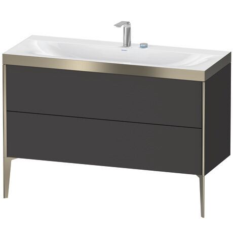 Duravit XViu 47" x 47" x 19" Two Drawer C-Bonded Floorstanding Vanity Kit With Two Tap Holes, Graphite (XV4712EB180P)