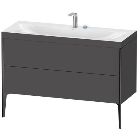 Duravit XViu 47" x 47" x 19" Two Drawer C-Bonded Floorstanding Vanity Kit With Two Tap Holes, Graphite (XV4712EB249C)