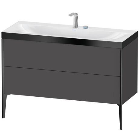 Duravit XViu 47" x 47" x 19" Two Drawer C-Bonded Floorstanding Vanity Kit With Two Tap Holes, Graphite (XV4712EB249P)