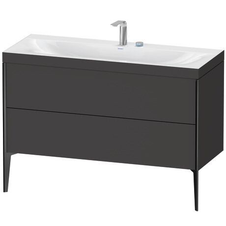 Duravit XViu 47" x 47" x 19" Two Drawer C-Bonded Floorstanding Vanity Kit With Two Tap Holes, Graphite (XV4712EB280C)