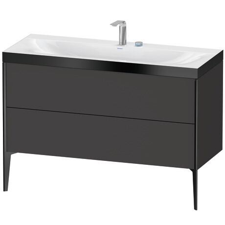 Duravit XViu 47" x 47" x 19" Two Drawer C-Bonded Floorstanding Vanity Kit With Two Tap Holes, Graphite (XV4712EB280P)