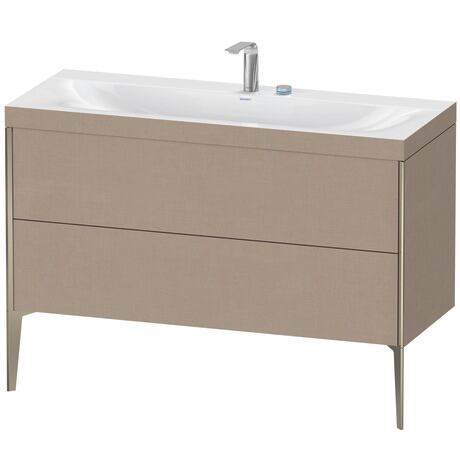 Duravit XViu 47" x 47" x 19" Two Drawer C-Bonded Floorstanding Vanity Kit With Two Tap Holes, Linen (XV4712EB175C)