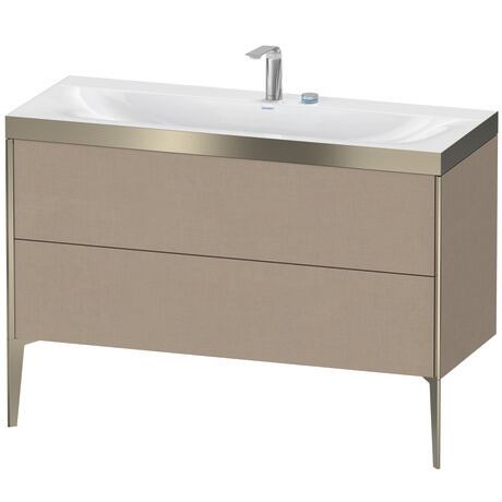 Duravit XViu 47" x 47" x 19" Two Drawer C-Bonded Floorstanding Vanity Kit With Two Tap Holes, Linen (XV4712EB175P)