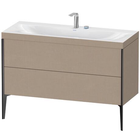 Duravit XViu 47" x 47" x 19" Two Drawer C-Bonded Floorstanding Vanity Kit With Two Tap Holes, Linen (XV4712EB275C)