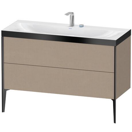 Duravit XViu 47" x 47" x 19" Two Drawer C-Bonded Floorstanding Vanity Kit With Two Tap Holes, Linen (XV4712EB275P)