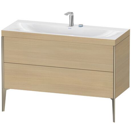 Duravit XViu 47" x 47" x 19" Two Drawer C-Bonded Floorstanding Vanity Kit With Two Tap Holes, Mediterranean Oak (XV4712EB171C)