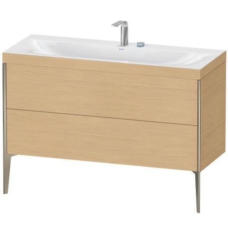 Duravit XViu 47" x 47" x 19" Two Drawer C-Bonded Floorstanding Vanity Kit With Two Tap Holes, Natural Oak (XV4712EB130C)