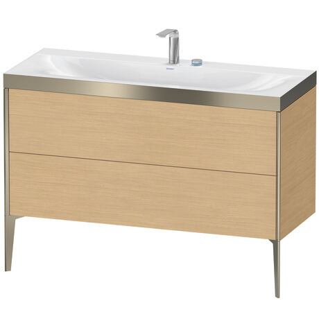 Duravit XViu 47" x 47" x 19" Two Drawer C-Bonded Floorstanding Vanity Kit With Two Tap Holes, Natural Oak (XV4712EB130P)