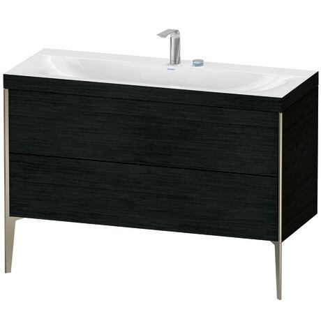 Duravit XViu 47" x 47" x 19" Two Drawer C-Bonded Floorstanding Vanity Kit With Two Tap Holes, Oak Black (XV4712EB116C)