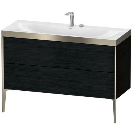 Duravit XViu 47" x 47" x 19" Two Drawer C-Bonded Floorstanding Vanity Kit With Two Tap Holes, Oak Black (XV4712EB116P)