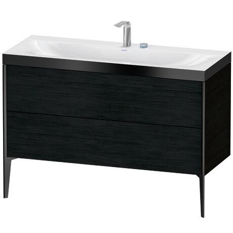 Duravit XViu 47" x 47" x 19" Two Drawer C-Bonded Floorstanding Vanity Kit With Two Tap Holes, Oak Black (XV4712EB216P)