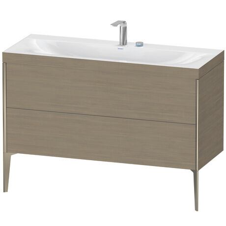 Duravit XViu 47" x 47" x 19" Two Drawer C-Bonded Floorstanding Vanity Kit With Two Tap Holes, Oak Terra (XV4712EB135C)