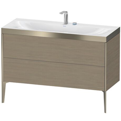 Duravit XViu 47" x 47" x 19" Two Drawer C-Bonded Floorstanding Vanity Kit With Two Tap Holes, Oak Terra (XV4712EB135P)