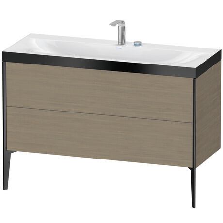 Duravit XViu 47" x 47" x 19" Two Drawer C-Bonded Floorstanding Vanity Kit With Two Tap Holes, Oak Terra (XV4712EB235P)