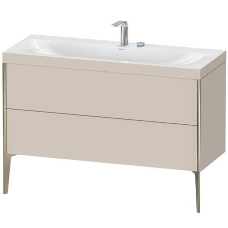 Duravit XViu 47" x 47" x 19" Two Drawer C-Bonded Floorstanding Vanity Kit With Two Tap Holes, Taupe (XV4712EB191C)