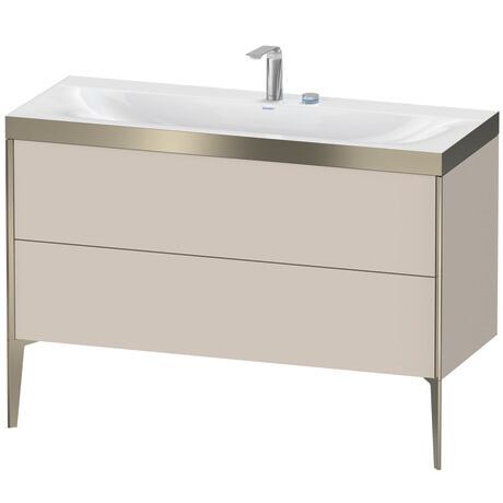 Duravit XViu 47" x 47" x 19" Two Drawer C-Bonded Floorstanding Vanity Kit With Two Tap Holes, Taupe (XV4712EB191P)