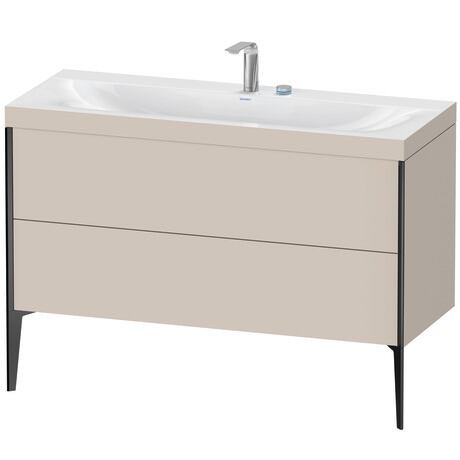 Duravit XViu 47" x 47" x 19" Two Drawer C-Bonded Floorstanding Vanity Kit With Two Tap Holes, Taupe (XV4712EB291C)