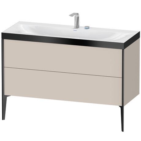 Duravit XViu 47" x 47" x 19" Two Drawer C-Bonded Floorstanding Vanity Kit With Two Tap Holes, Taupe (XV4712EB291P)