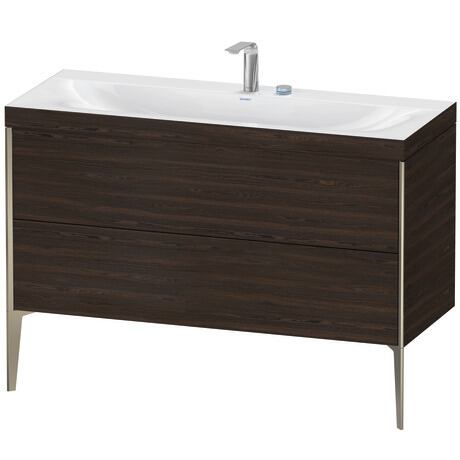 Duravit XViu 47" x 47" x 19" Two Drawer C-Bonded Floorstanding Vanity Kit With Two Tap Holes, Walnut Brushed (XV4712EB169C)