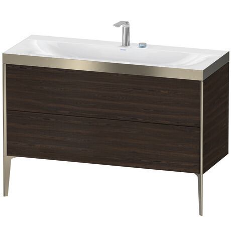 Duravit XViu 47" x 47" x 19" Two Drawer C-Bonded Floorstanding Vanity Kit With Two Tap Holes, Walnut Brushed (XV4712EB169P)