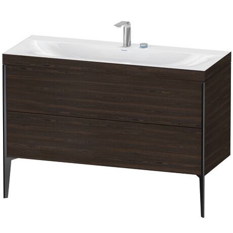 Duravit XViu 47" x 47" x 19" Two Drawer C-Bonded Floorstanding Vanity Kit With Two Tap Holes, Walnut Brushed (XV4712EB269C)