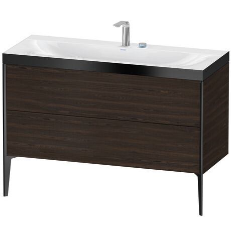 Duravit XViu 47" x 47" x 19" Two Drawer C-Bonded Floorstanding Vanity Kit With Two Tap Holes, Walnut Brushed (XV4712EB269P)