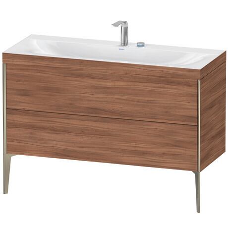 Duravit XViu 47" x 47" x 19" Two Drawer C-Bonded Floorstanding Vanity Kit With Two Tap Holes, Walnut (XV4712EB179C)