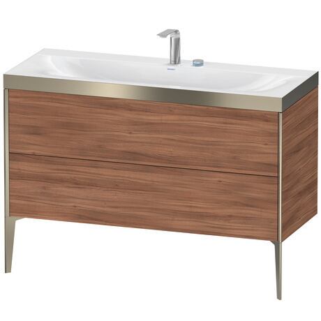 Duravit XViu 47" x 47" x 19" Two Drawer C-Bonded Floorstanding Vanity Kit With Two Tap Holes, Walnut (XV4712EB179P)