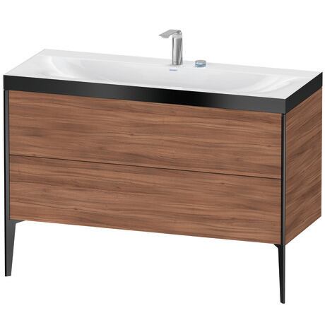 Duravit XViu 47" x 47" x 19" Two Drawer C-Bonded Floorstanding Vanity Kit With Two Tap Holes, Walnut (XV4712EB279P)