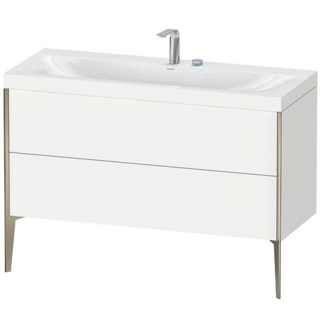 Duravit XViu 47" x 47" x 19" Two Drawer C-Bonded Floorstanding Vanity Kit With Two Tap Holes, White (XV4712EB118C)