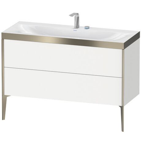 Duravit XViu 47" x 47" x 19" Two Drawer C-Bonded Floorstanding Vanity Kit With Two Tap Holes, White (XV4712EB118P)