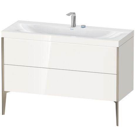 Duravit XViu 47" x 47" x 19" Two Drawer C-Bonded Floorstanding Vanity Kit With Two Tap Holes, White (XV4712EB122C)