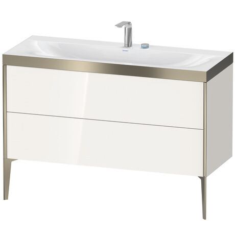 Duravit XViu 47" x 47" x 19" Two Drawer C-Bonded Floorstanding Vanity Kit With Two Tap Holes, White (XV4712EB122P)